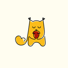 Vector logo design of cute squirrel. Cartoon emblem 