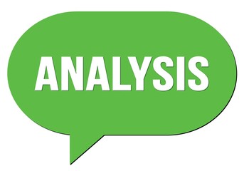 ANALYSIS text written in a green speech bubble