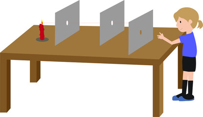 Vector Illustration of a Light Experiment, How Light Travels Infographic Diagram with a Student