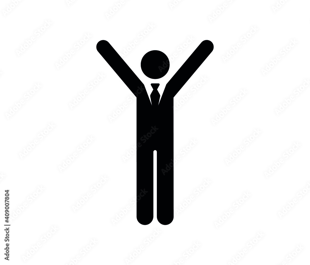 Poster person with arms raised vector icon. editable stroke. symbol in line art style for design, presentat