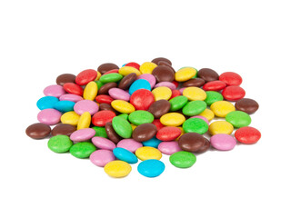 chocolate dragee in multicolor glaze isolated on the white background