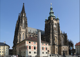The third courtyard of the Prague Castle. Cathedral of St. Vitus, Wenceslas and Vojtěch.