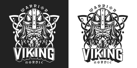 Viking vintage monochrome label - obrazy, fototapety, plakaty