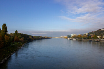 Fototapeta na wymiar beautiful panoramic view of the Danube river with the banks