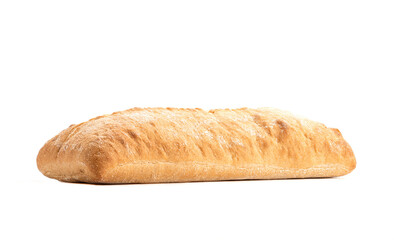 Whole ciabatta rustic isolated on white background.