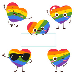 Cute smiling LGBT cartoon heart character