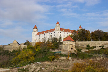 Bratislava Castle is built on the slopes of the Carpathians off the banks of the Danube.