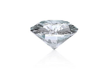 Shiny brilliant diamond placed on white background. 3D render
