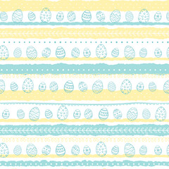 Lovely hand drawn Easter seamless pattern, cute decorated eggs, great for textiles, banners, wrappers, wallpapers - vector design