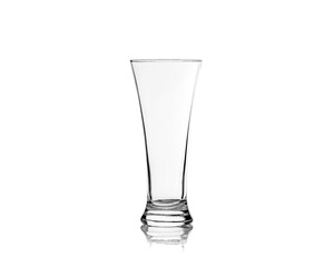 Empty glass beaker isolated on white background