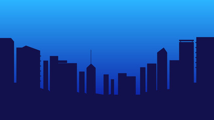 Obraz premium 1920 x 1080 City Silhouette Landscape with Gradient Background