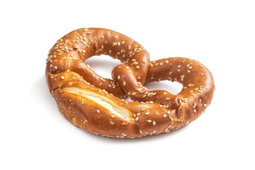 Brezel with sesame seeds - a traditional snack for beer at folk festivals in Germany