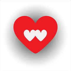 Two loving hearts. Valentine's Day. Layout. Minimal design template for greeting card, poster, banner, cover, packaging