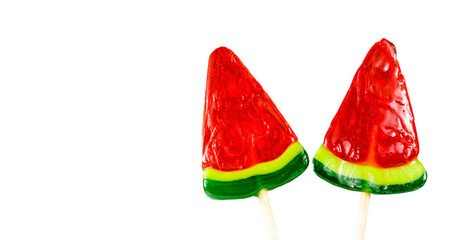 lollipop in the form of a watermelon on white background