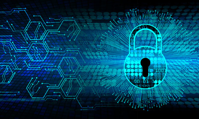 Closed Padlock on digital background, cyber security