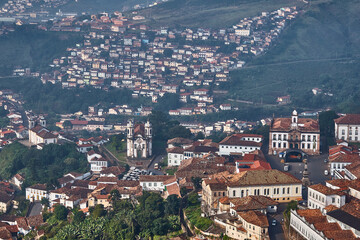 Fototapeta premium Ouro Preto aerial shot with Church of São Francisco de Assis. 