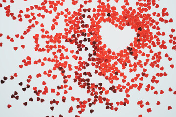 Valentine’s Day concept, Red heart on blue background.