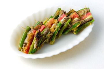 Meat and Vegetable Skewers which is called Sanjeok in Korea