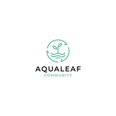 Aqua Leaf Recycle logo vector icon template