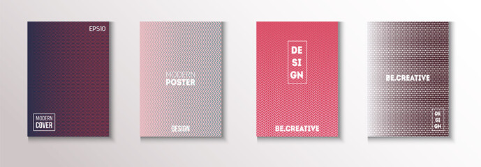 Wavy Minimal Cover Vector Set. 80s Neon Music Poster. Cool