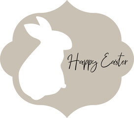Happy Easter card. Cute rabbit silhoutte, vector illustration.