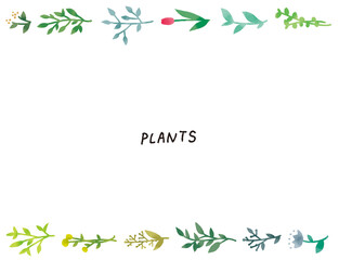 カジュアルなタッチ　シンプルでナチュラルなボタニカル植物のイラストセット