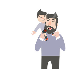 Father with his son on shoulders concept