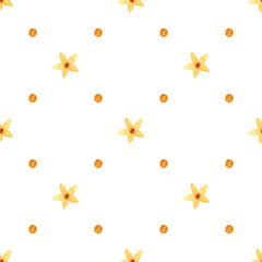 Watercolor pattern with tender flowers on white background