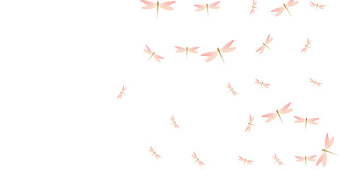 Fairy rosy pink dragonfly isolated vector illustration. Spring funny insects. Fancy dragonfly isolated kids wallpaper. Delicate wings damselflies patten. Nature beings