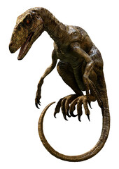 3D Rendering Dinosaur Deinonychus on White