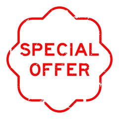 Grunge red special offer word rubber seal stamp on white background