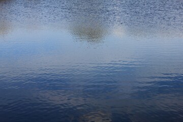 Fototapeta na wymiar Reflection of the blue sky in the water.