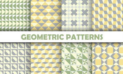 Set of vector geometric seamless pattern. Endless texture.