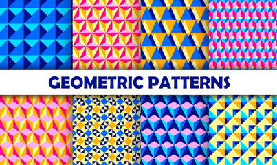 Set of vector geometric seamless pattern. Endless texture.