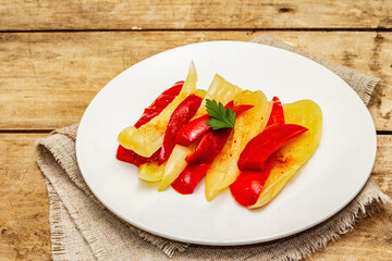 Homemade fermented sweet yellow pepper