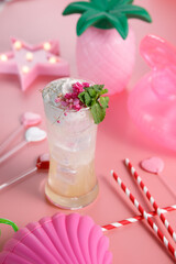 Strawberry Drink on top Whipped Cream