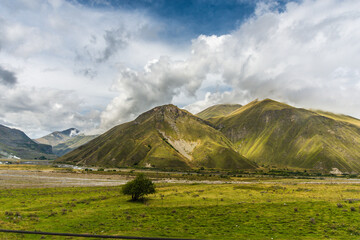 Obraz premium Beautiful landscapes with high mountains of Georgia, dramatic sky