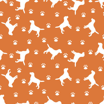 Silhouette of a dog. Vector illustration. Seamless pattern.	
