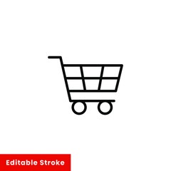 Shopping cart icon. Simple line style for web template and app. Shop, basket, bag, store, online, purchase, buy, retail, vector illustration design on white background. Editable stroke EPS 10