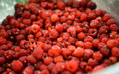
Background of fresh ripe raspberries