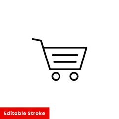 Shopping cart icon. Simple line style for web template and app. Shop, basket, bag, store, online, purchase, buy, retail, vector illustration design on white background. Editable stroke EPS 10