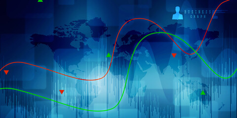 2d rendering Stock market online business concept. business Graph 