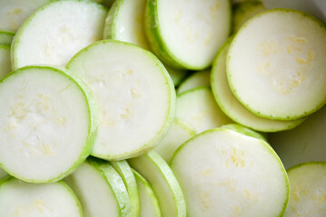 
Zucchini. Fresh vegetable cut into rings.