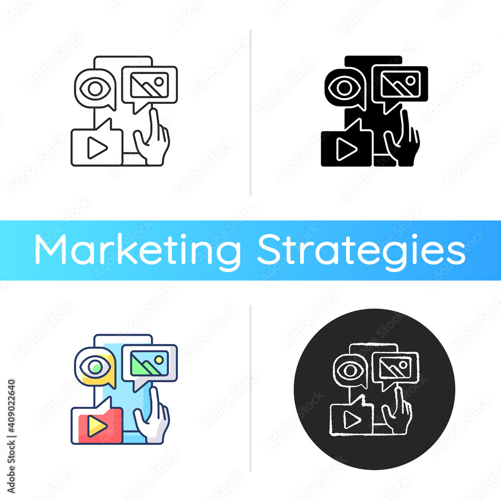 Poster content marketing icon. is form of marketing focused on creating and distributing content for target