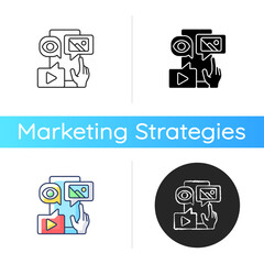 Content marketing icon. Is form of marketing focused on creating and distributing content for targeted audience online. Linear black and RGB color styles. Isolated vector illustrations