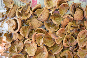 
Walnut shells close up, texture.