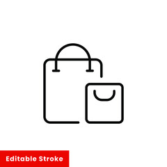 Shopping bag icon. Simple line style for web template and app. Shop, basket, cart, store, online, purchase, buy, retail, vector illustration design on white background. Editable stroke EPS 10