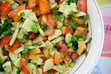Vegetable salad in a plate