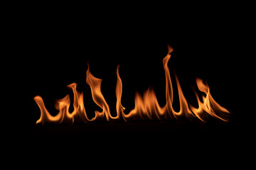 Abstract blaze fire flame texture for banner background.Texture of fire flames  on a black background. Real fiery bonfire for creative design elements