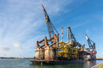 Thialf Submersible crane ship in the port of Rotterdam